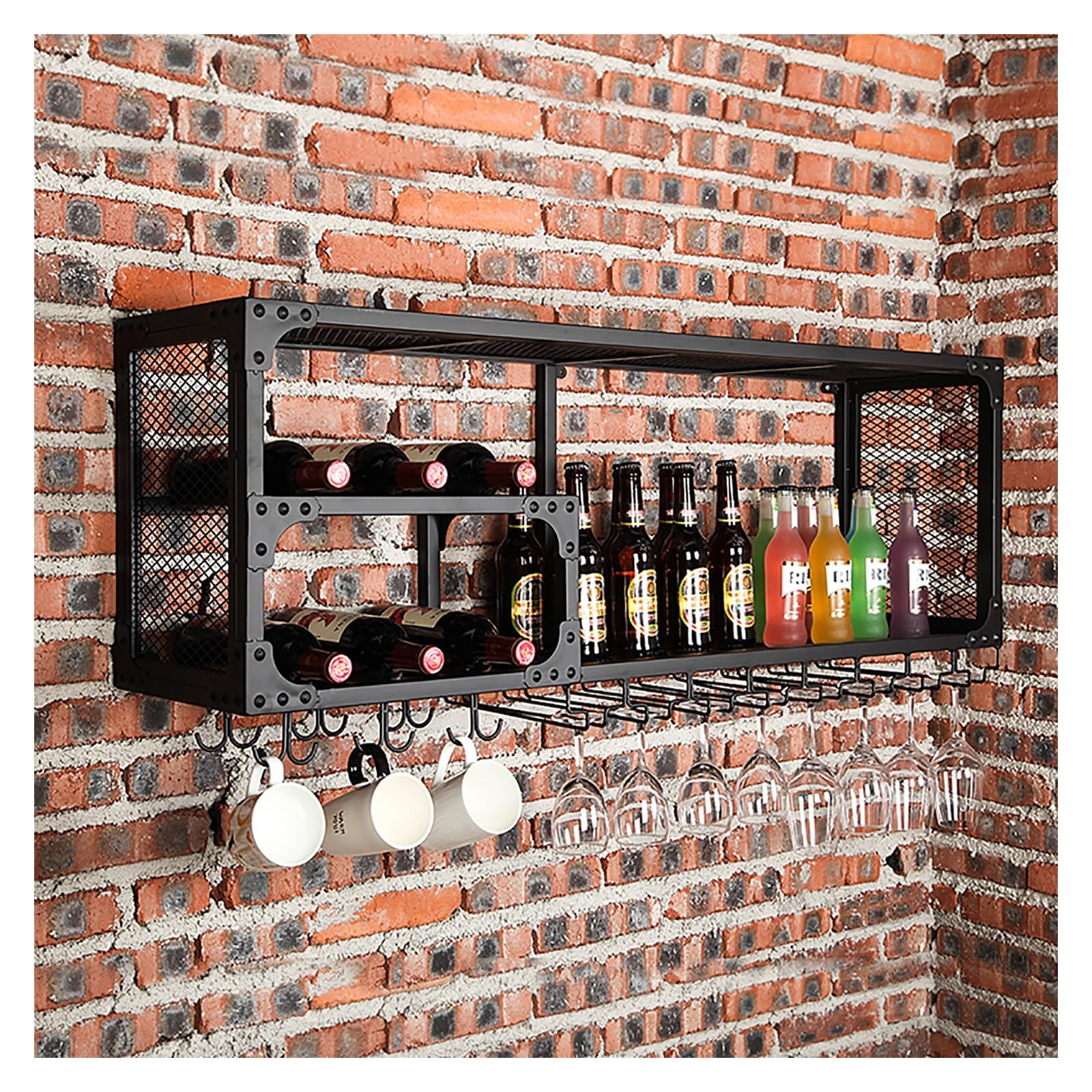 Support pour verres à vin et bouteilles au design suspendu élégant