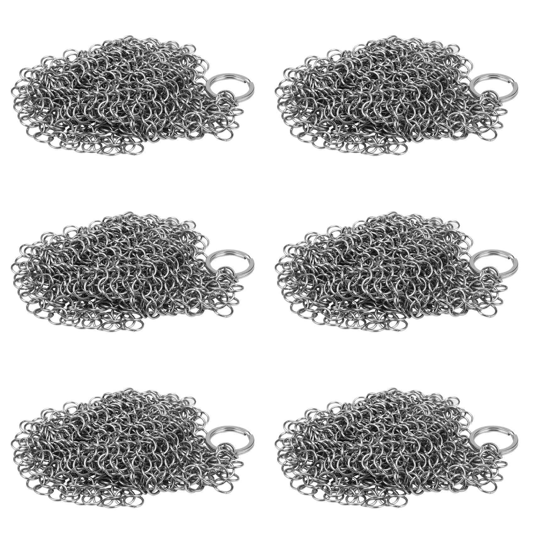 Hndhbfgrt 6X Cast Iron Cleaner -Premium 316 Stainless Steel Chainmail Scrubber, 8x6 Inch