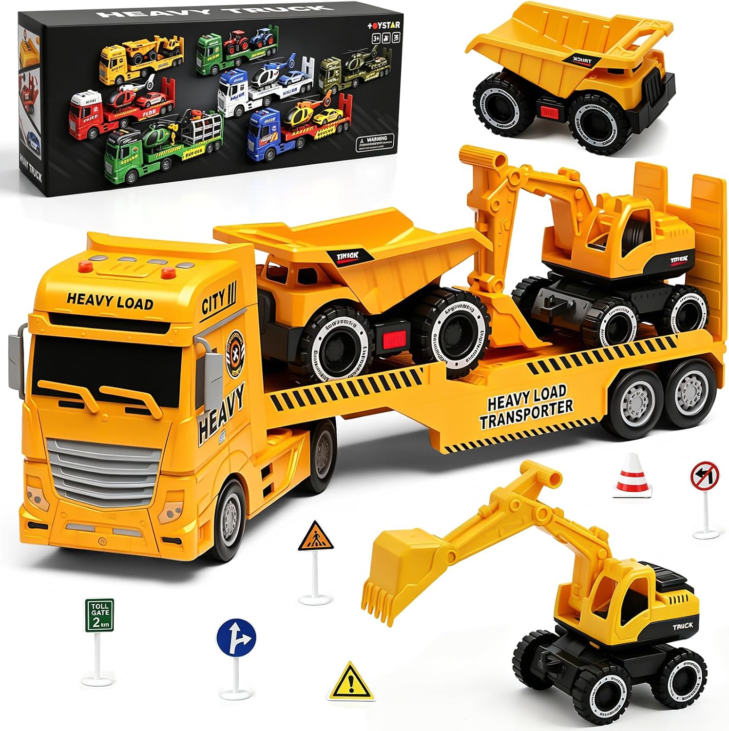 Joellfuner Trasportatore Giochi con Rimorchio Giallo