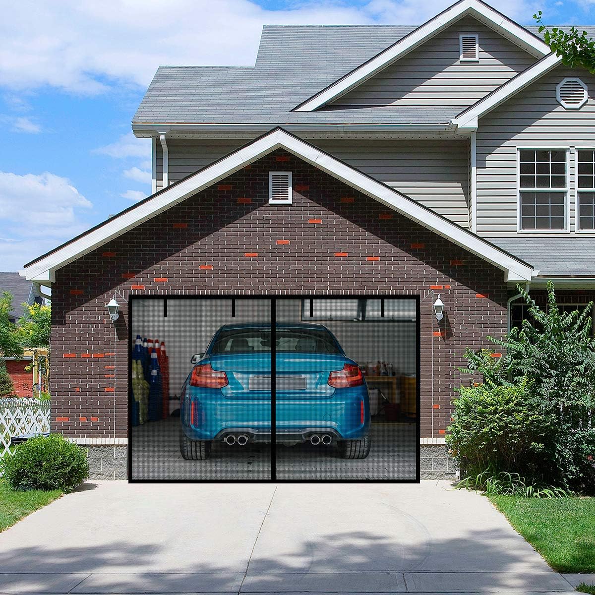 Magic Mesh Garage- Hands Free Magnetic Screen Door, Fits Single Garage ...
