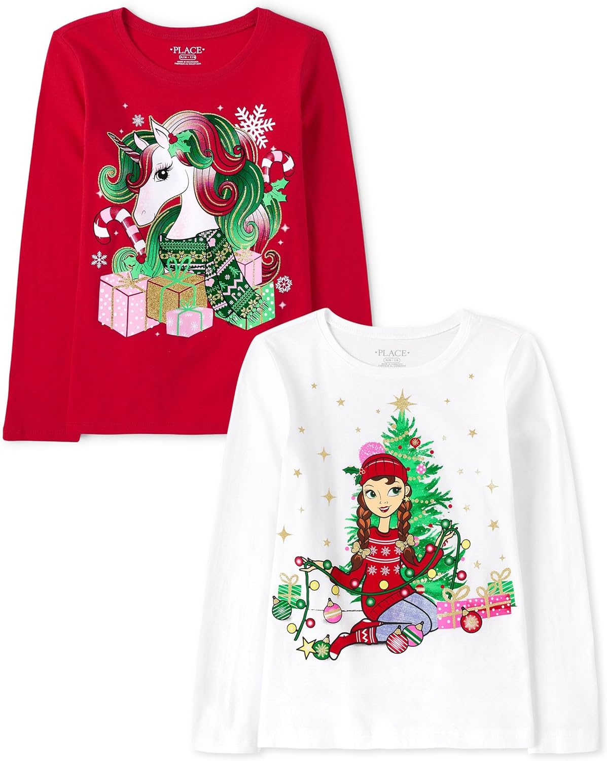 The Children’s Place Girls’ All Holidays Long Sleeve Graphic T-Shirts,multipacks