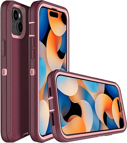 Miniatura 2 de MXX Funda resistente para iPhone 15 Plus, con protector de pantalla de vidrio templado, protector de lente de cámara, cubierta de protección de