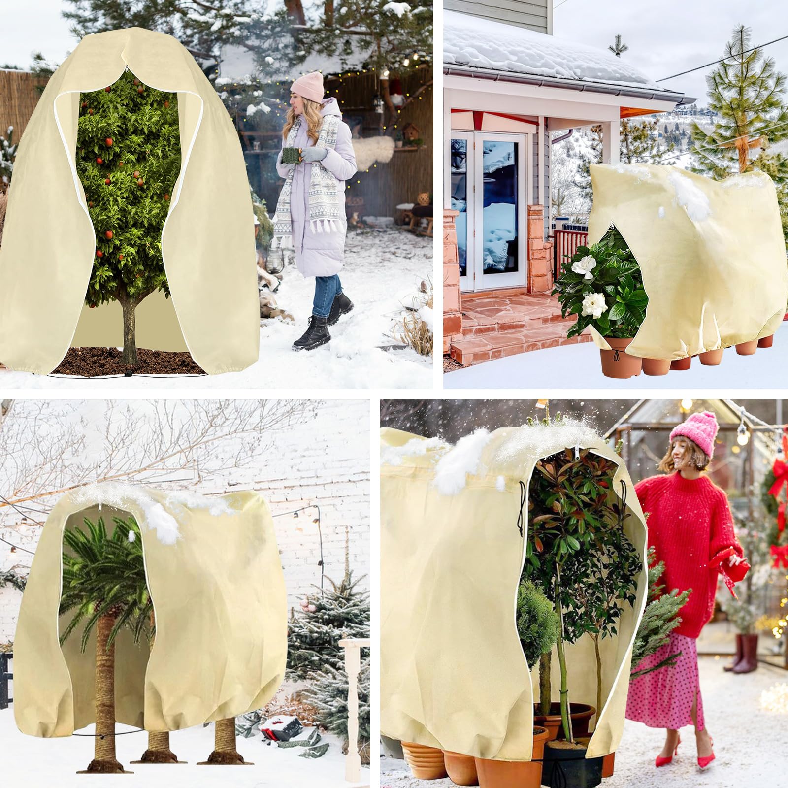 LAISLLA Pflanzenschutz Winter, 250 x 360cm Winterschutz für Pflanzen, Winterschutz für Kübelpflanzen mit Reißverschluss und Kordelzug, Pflanzen Winterschutz Draußen 2 Stück | Kordelzug, Für Kübelpflanzen, Draußen geeignet, Pflanzenschutz Winter