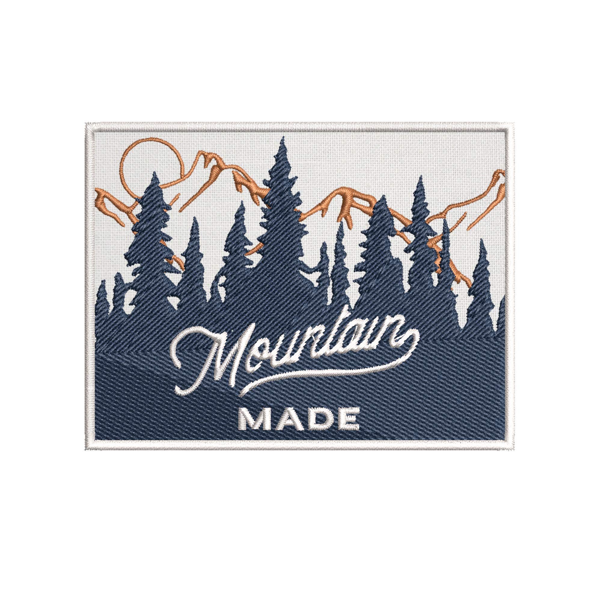 Mountain Made Forest Scene Embroidered Premium Patch DIY Iron-on or Sew-on Decorative Badge Emblem Vacation Souvenir Travel Gear Clothes Appliques Wildlife Explore Nature