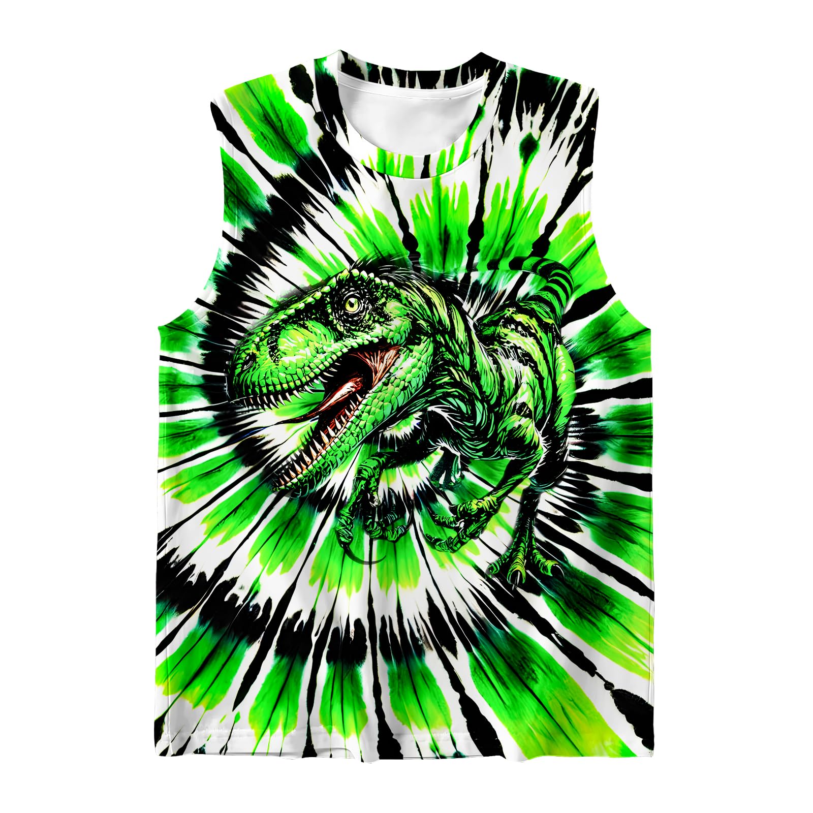 DMPROD Kids Tie Dye Shirt Size 5-14 Years Sleeveless T Shirts Children Tank Tops Hippies Senior Tees for Boys Girls