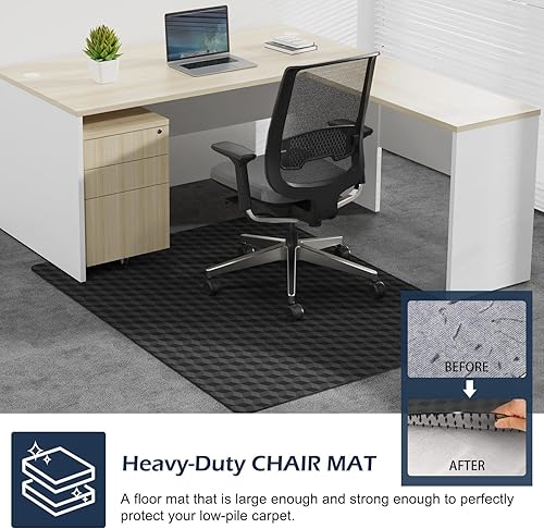 Miniatura 6 de SALLOUS Tapete para silla, 36 x 48 pulgadas, tapete resistente para silla para suelos alfombrados, protector de alfombra antideslizante con diseño