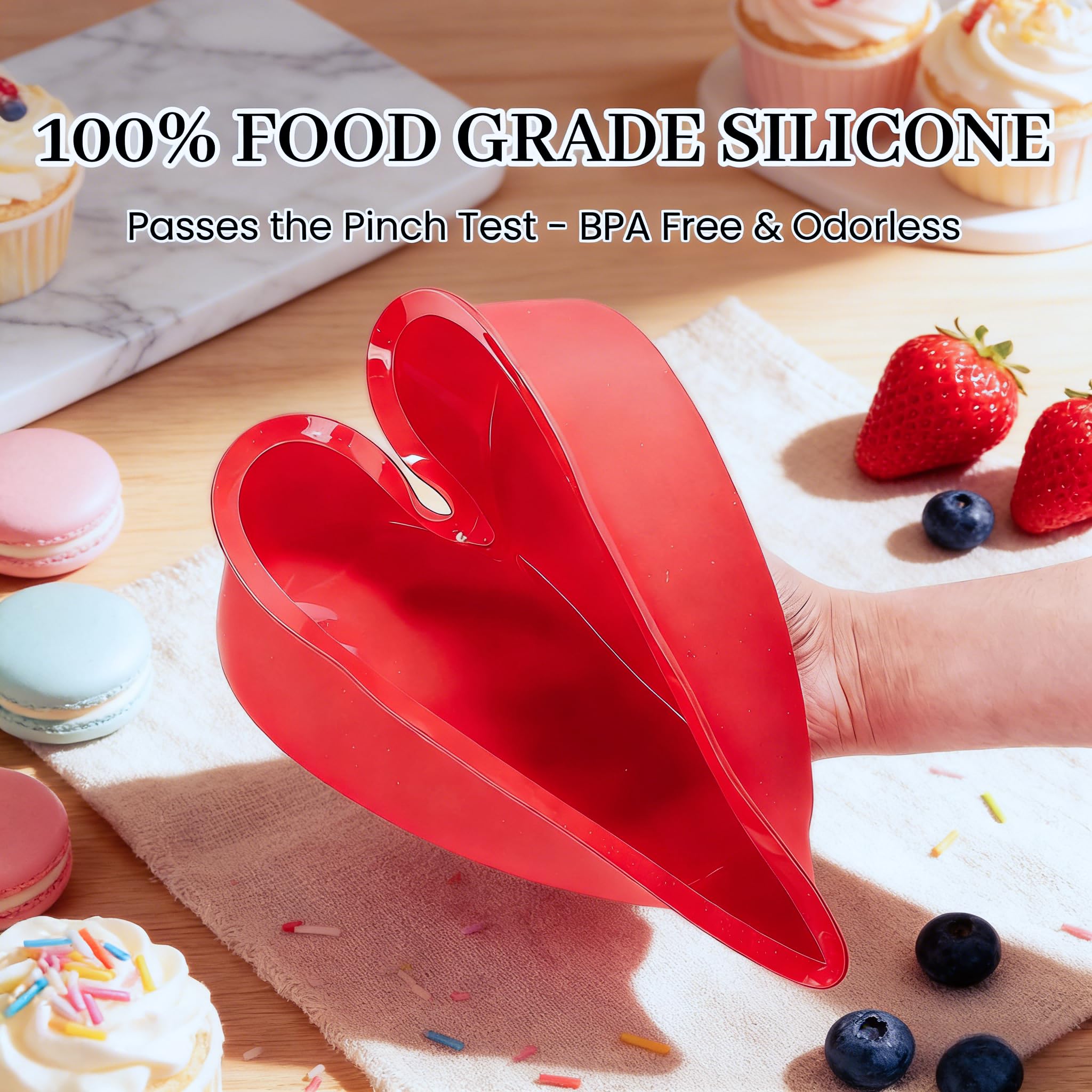 Molde de silicona antiadherente con forma de corazón, molde de silicona de grado alimenticio de 10 pulgadas, apto para horno y microondas, perfecto para hornear pasteles, pan, chocolate y tartas de