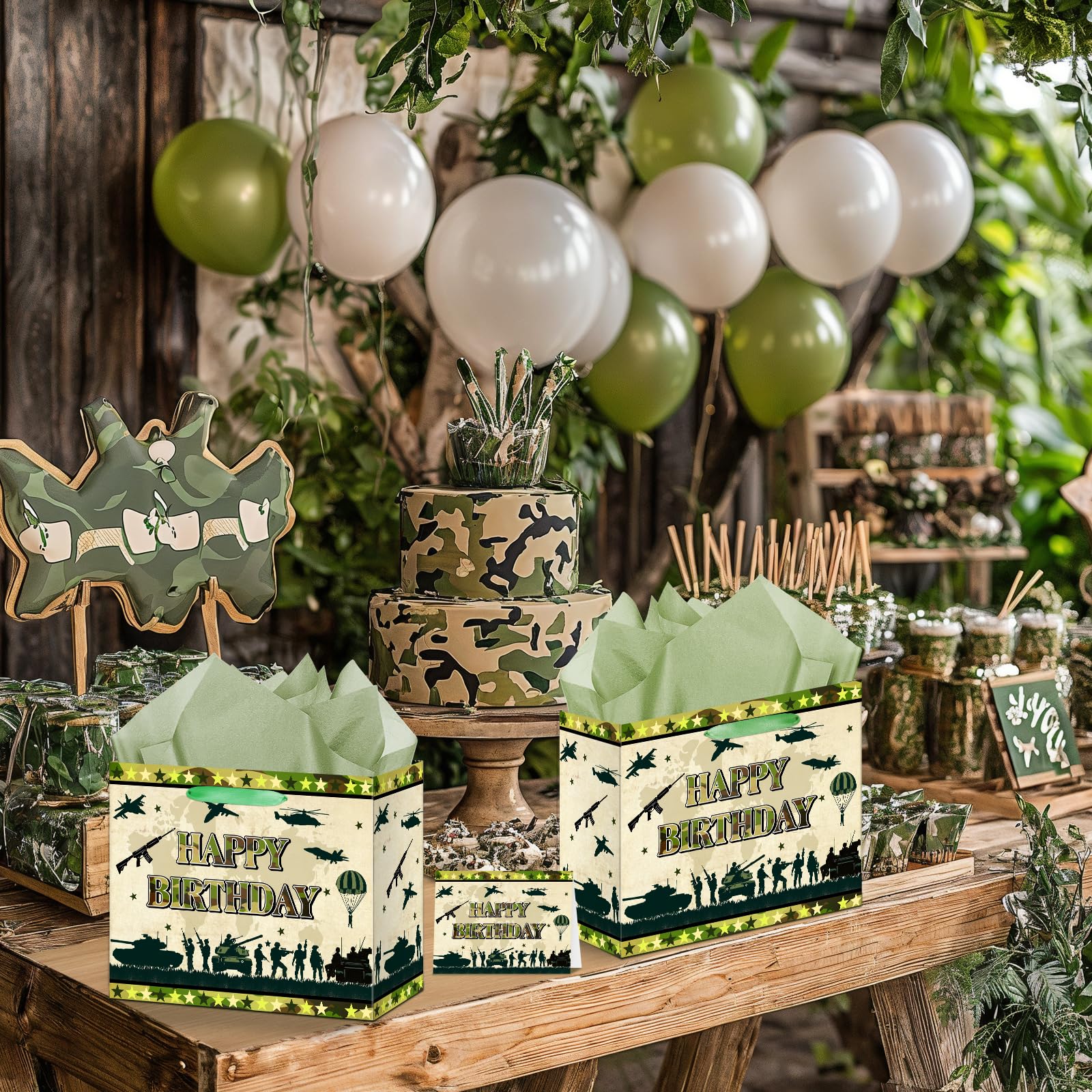 Lcnjscgo 50 PCS Camo Party Gift Bags, Camouflage Military Party Favors Bags Waterproof Plastic Goodie Bags For Army Birthday Party Decorations Supplies Gifts For Kids Boy Girl Baby Shower