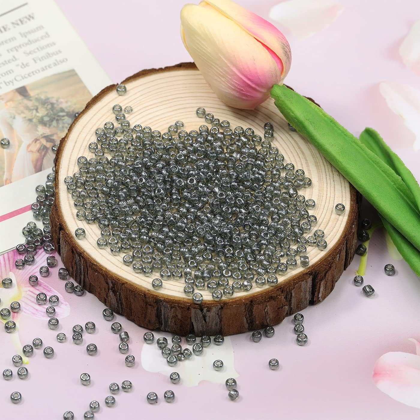 Bulk 4mm Transparent Gray Seed Beads for Jewelry Making 110 Grams About 1600pcs,6/0 Glass Craft Beads for Making Earrings, Bracelets, Pendants, Waist Jewelry, DIY Handmade Seed Beads - Image 2