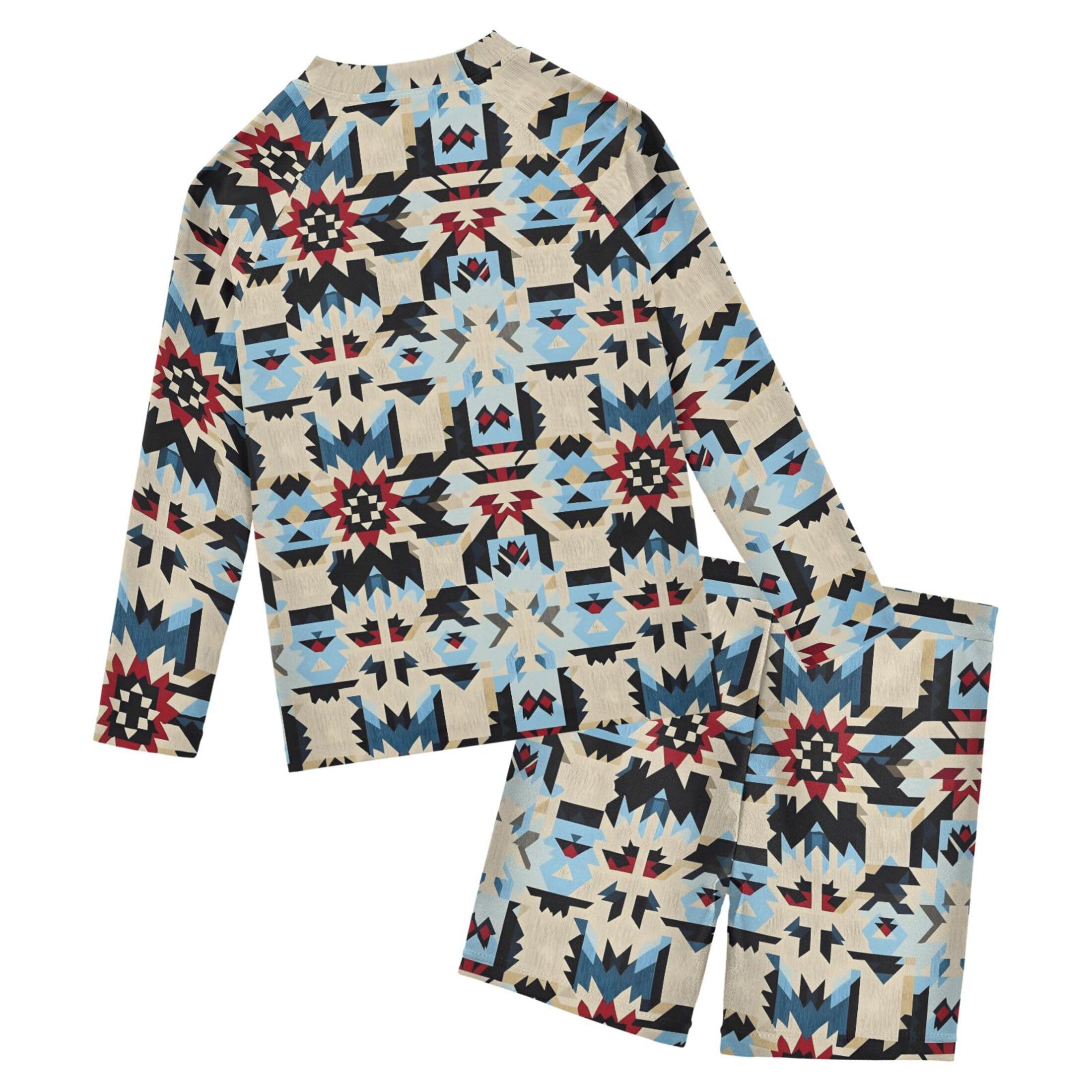 Carnival Geometric Figure Baby Boys' Toddler Long Sleeved Rashguard Swim Bathing Suit Set B0403533