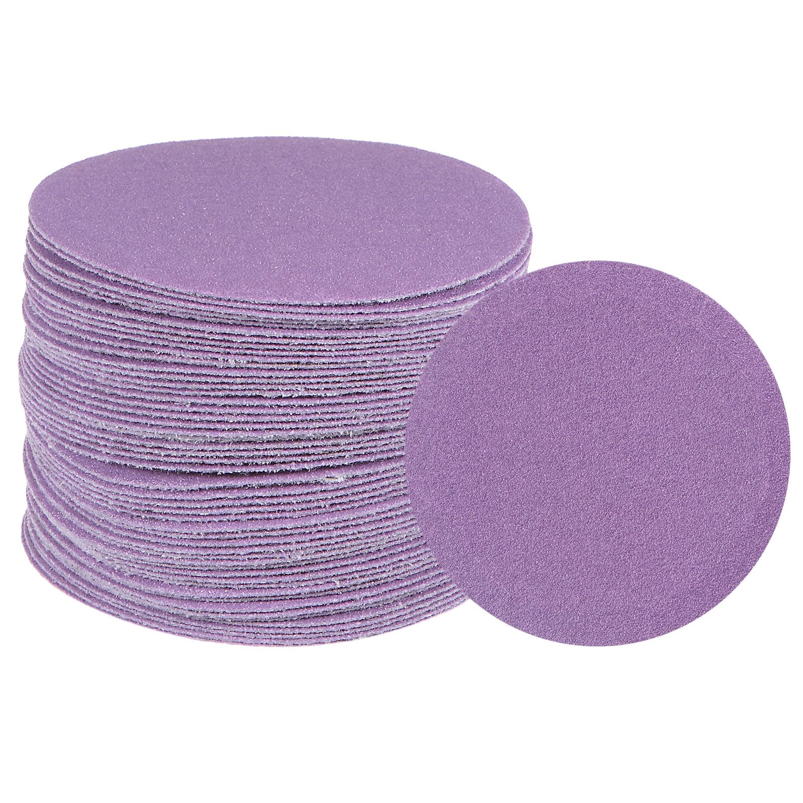 uxcell 50pcs 150 Grit Purple Sanding Discs 3 Inch Hook and Loop Aluminum Oxide Orbital Sanding Pads Paper Wet Dry Polish for Metal Woodworking Drywall