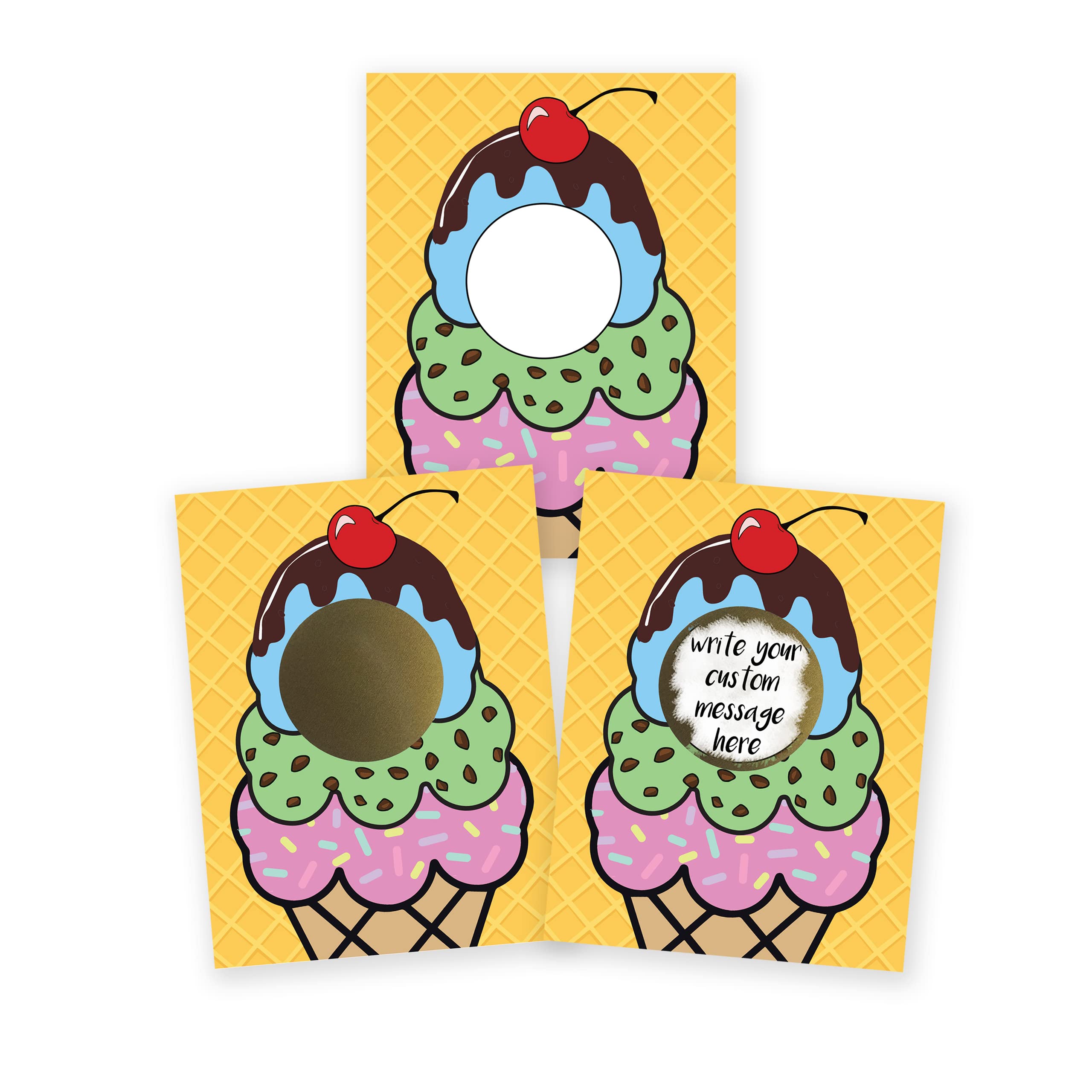 My Scratch Offs 20 Pack Ice Cream Cone Note Cards &amp; Stickers Make Your Own DIY for Summer Party Favors Games Birthday