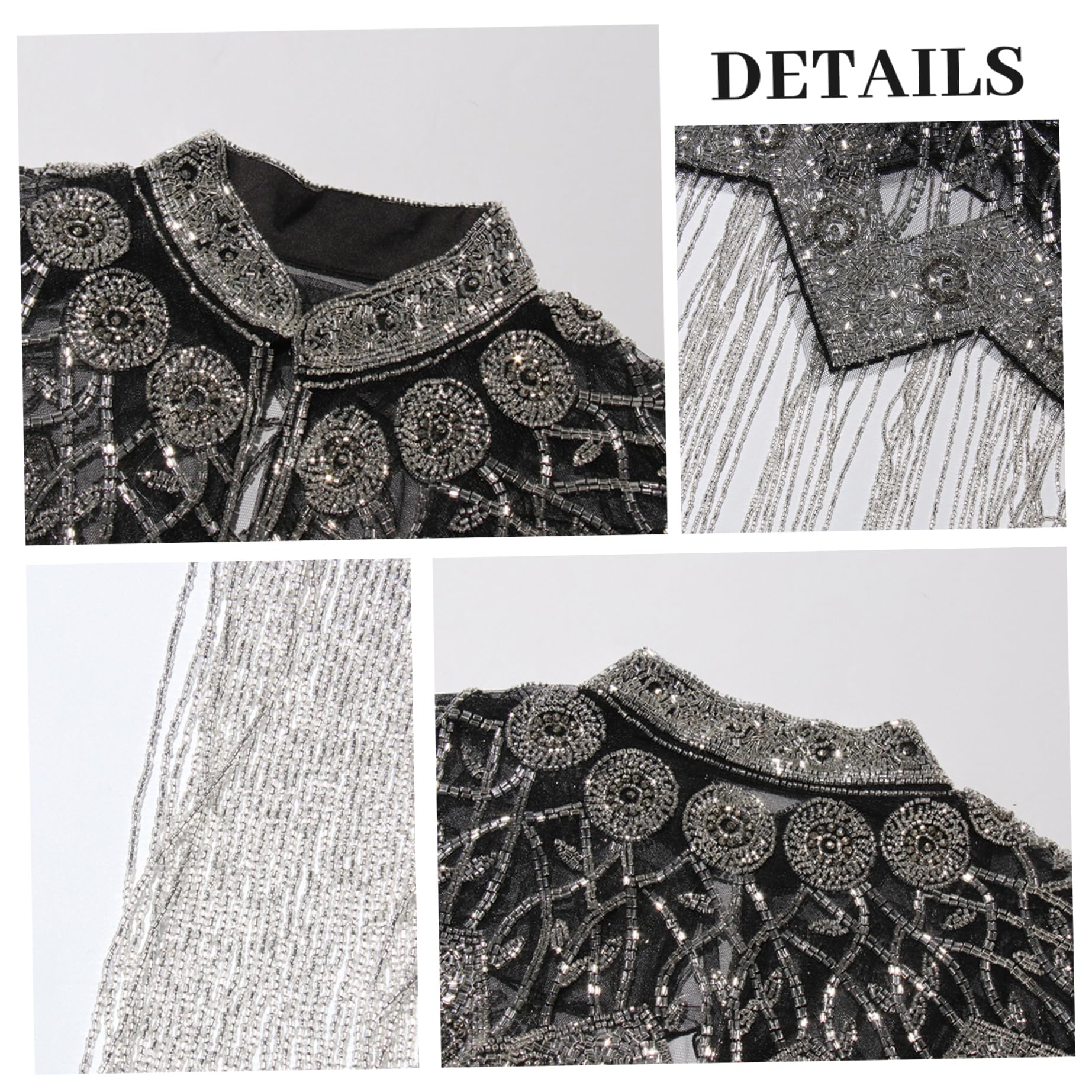 Châle perlé – Châle à paillettes vintage à franges des années 1920, pour réception de mariage, événements formels