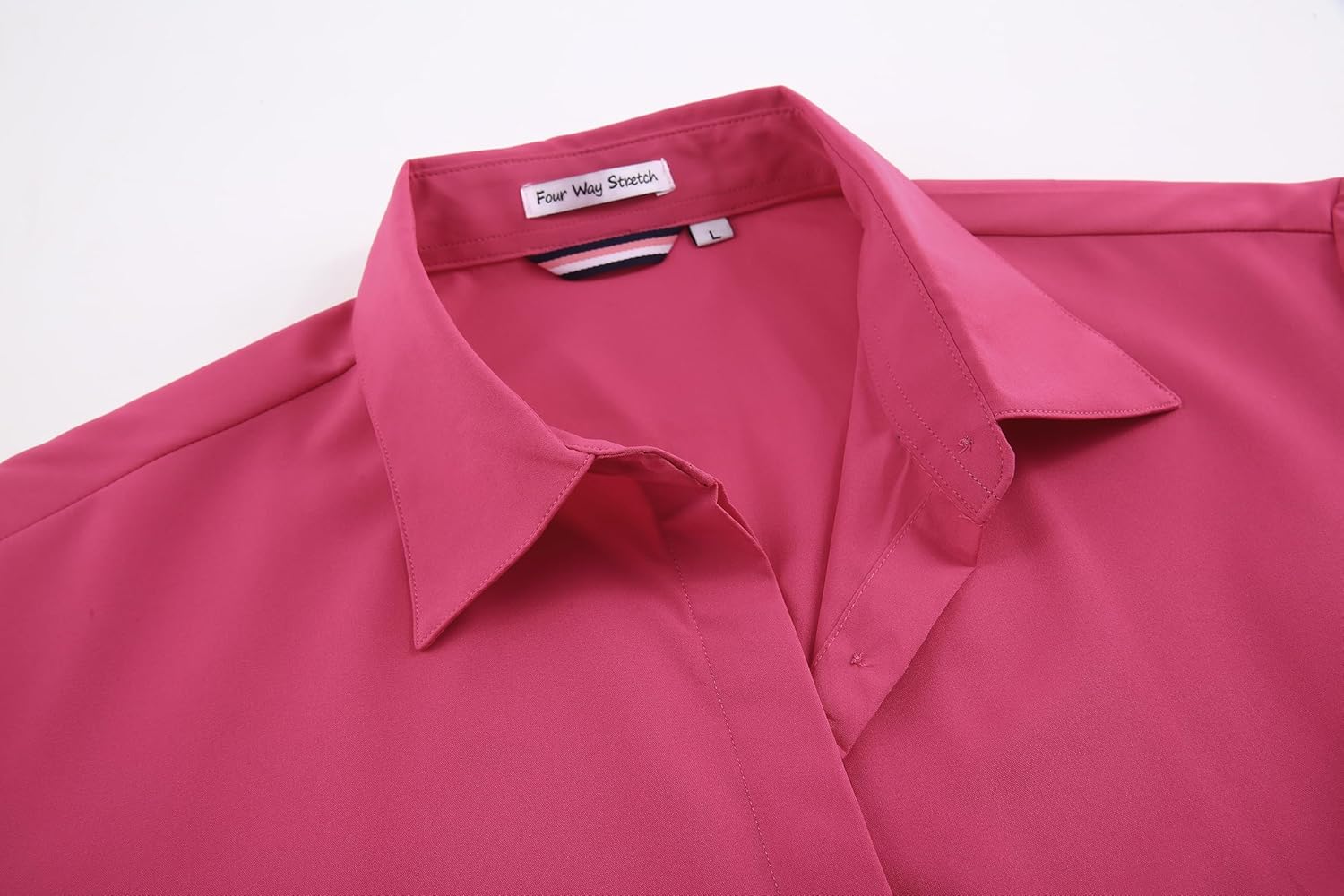 Alex Vando Womens Dress Shirts Wrinkle Free Regular Fit Long Sleeve Stretch Work Shirt - Image 3