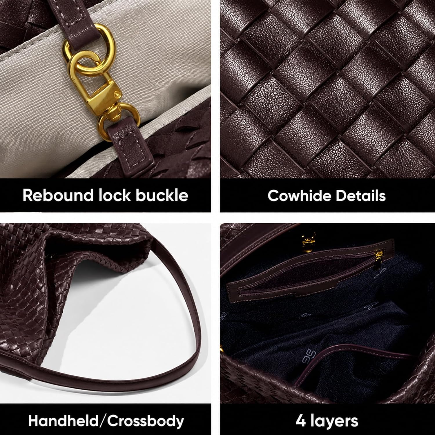 Women's Braided Suede Tote Bag Stylish Suede Hobo Shoulder Bag with Woven Details for Work Travel