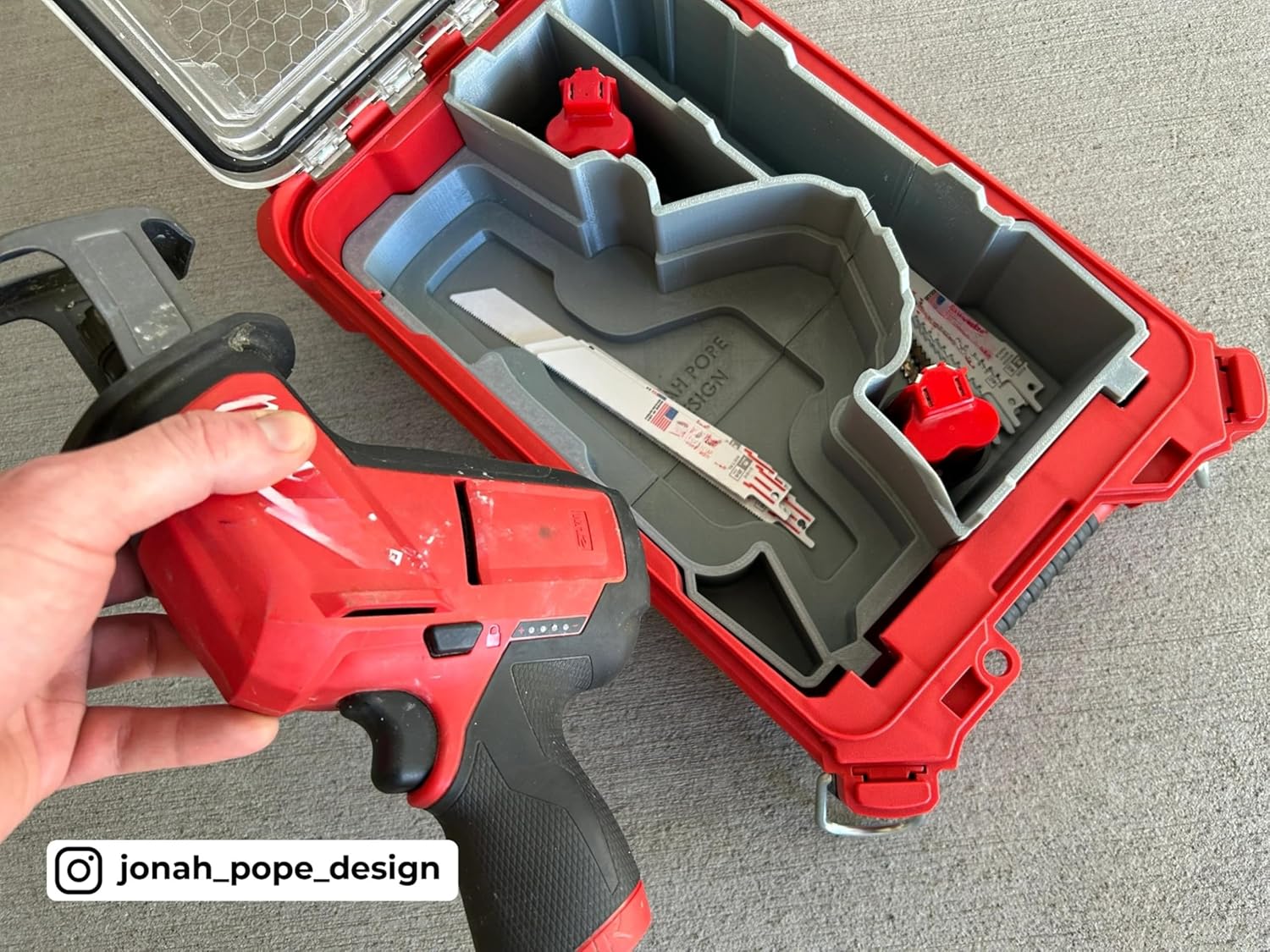 Jonah Pope Design 3d Printed Insert designed for M12 Hackzall and Packout Organizer (Insert only) (Red)