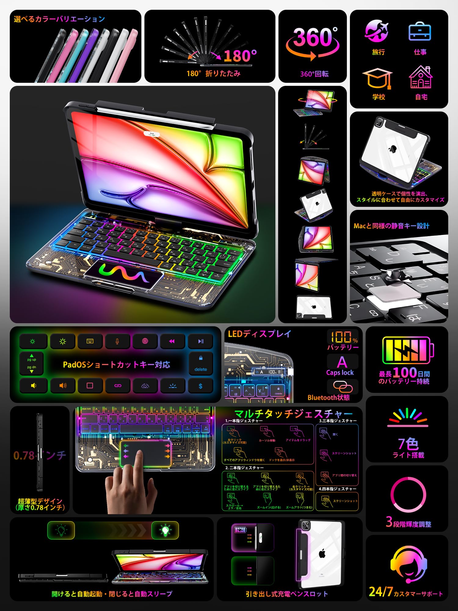 ✨マジックキーボード✨iPad Pro 11インチ M4 第7世代 360°回転 Amazon.co.jp: 【2025年進級版】マジックキーボード iPad Pro 11