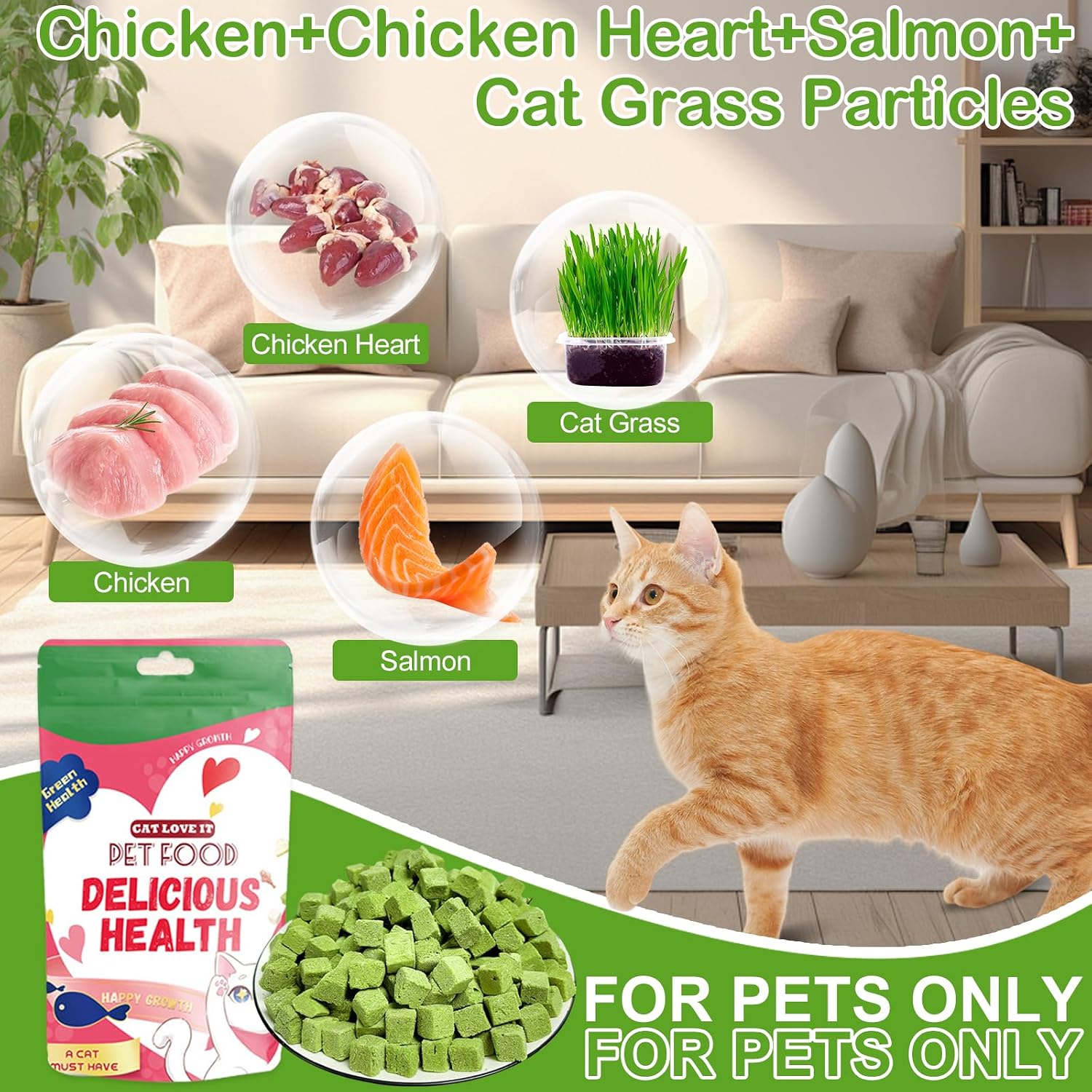 Natural Dried Cat Grass Teething Sticks - Cat Chew Snacks for Teeth Cleaning & Hairball Removal