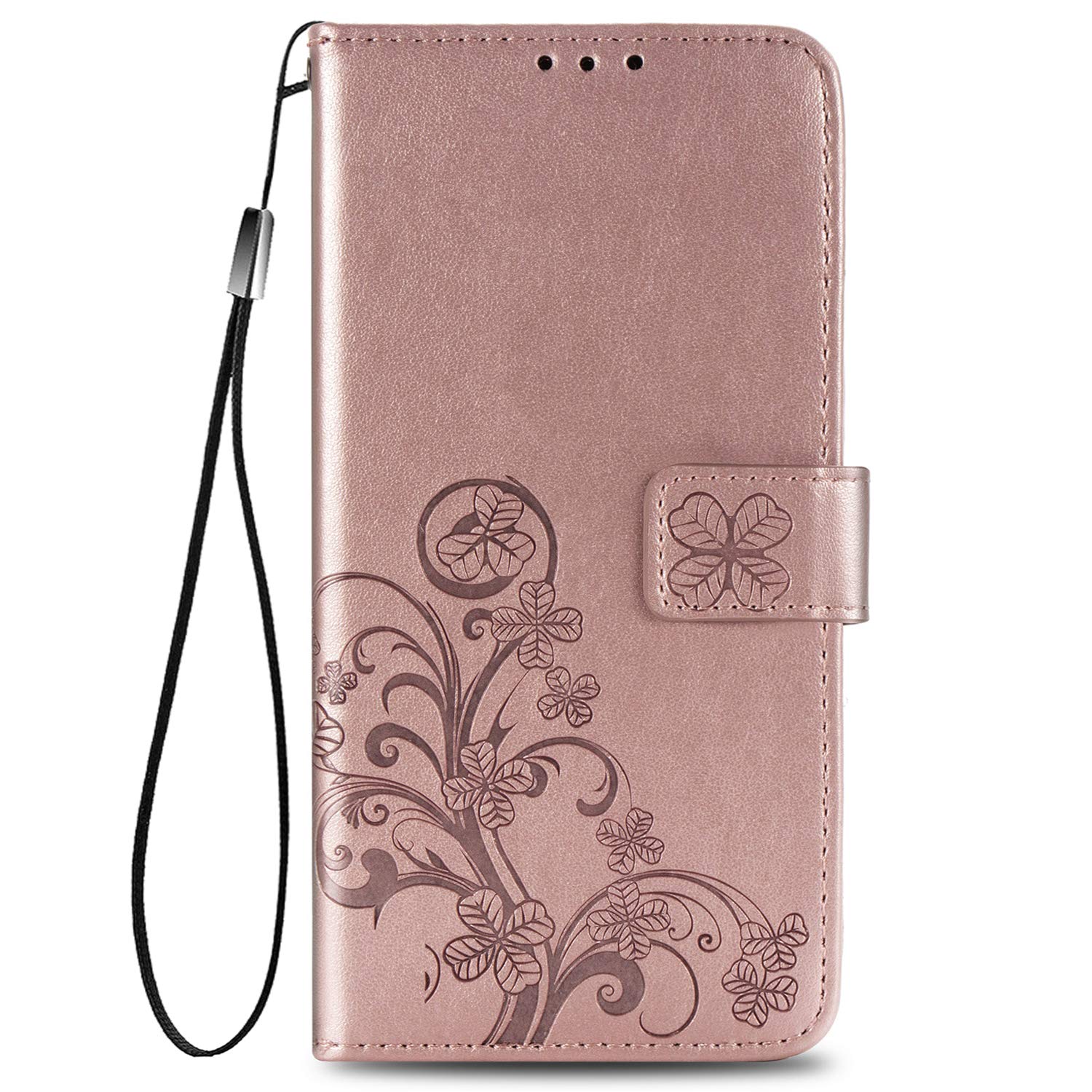 TANYO Case Suitable for Sony Xperia 5 II, Stylish Leather Full-Cover Phone Case, 3 Card Slot, Magnetic Closure and Flip Stand Wallet Case. Rose gold