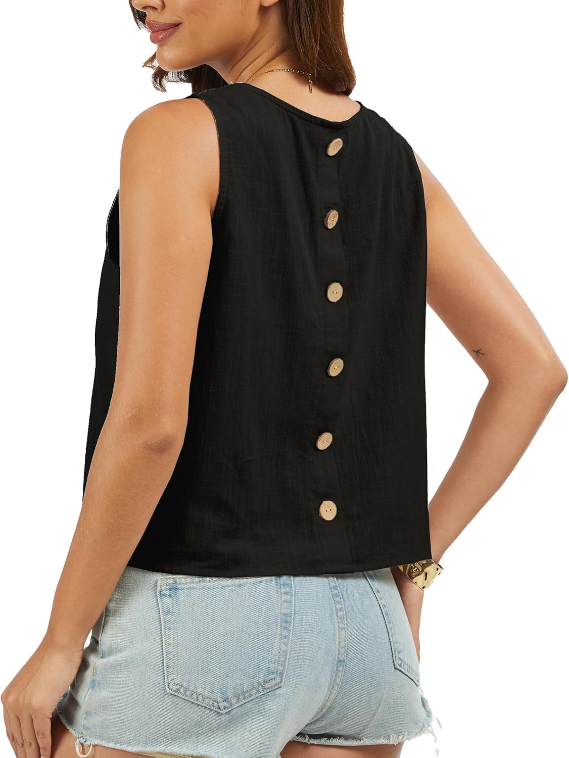 Linen Tops for Women Tank Tops Cute Summer Sleeveless Shirts Linen Clothes - Image 6