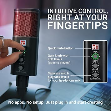 sE Electronics Neom USB Microphone for PC, Mac, iPhone, iOS, Android Devices - Podcast Microphone for Content Creators, Gaming, Streaming & Voice Recording - Portable Travel Mic for Recording Anywhere