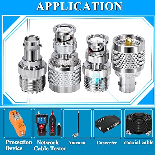Miniatura 4 de 4 unids PL259 SO239 a BNC adaptador de cable coaxial, kit adaptador BNC a UHF macho a hembra Cable cambiadores de género Kit de conector coaxial