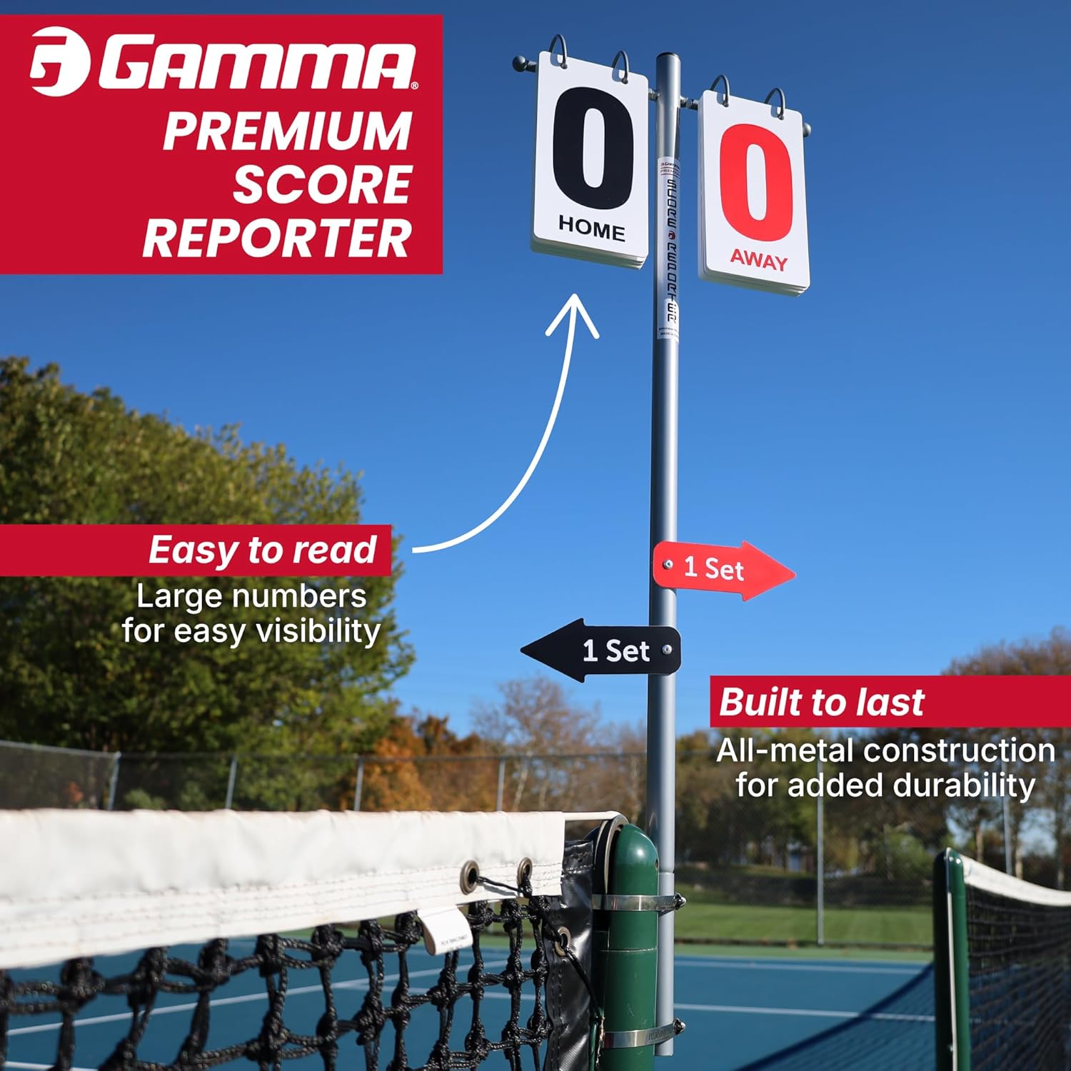 Gamma Tennis Premium Score Reporter, Premium Court Equipment, Sturdy Reporter with Large Numbers for Visibility, Great for Tennis and All Court Sports