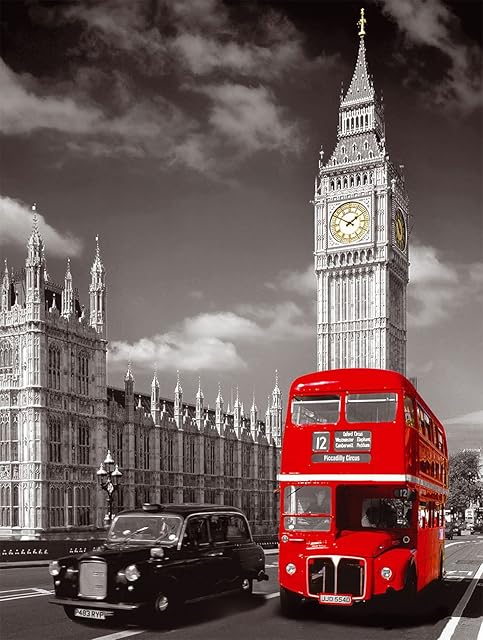 LONDON RED BUS TAXI BIG BEN canvas art effect print picture 20"X30" standard frame