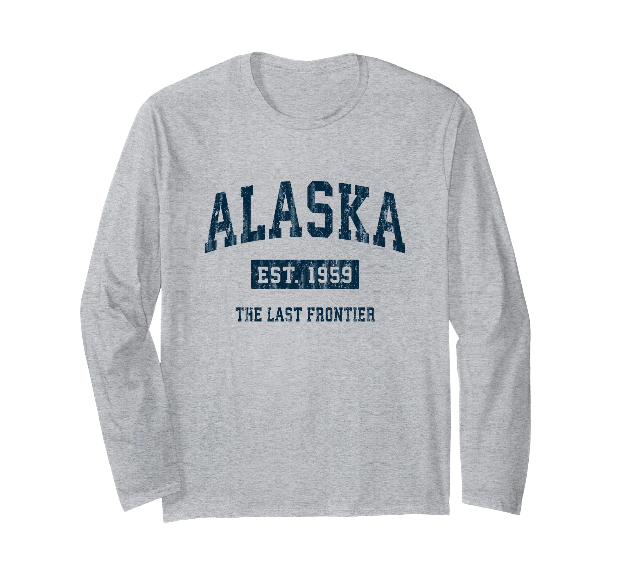Alaska Vintage Athletic Sports Design Navy Print Long Sleeve T-Shirt