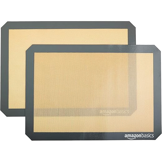 Amazon Basics Silicone, Non-Stick, Food Safe Baking Mat- Pack of 2