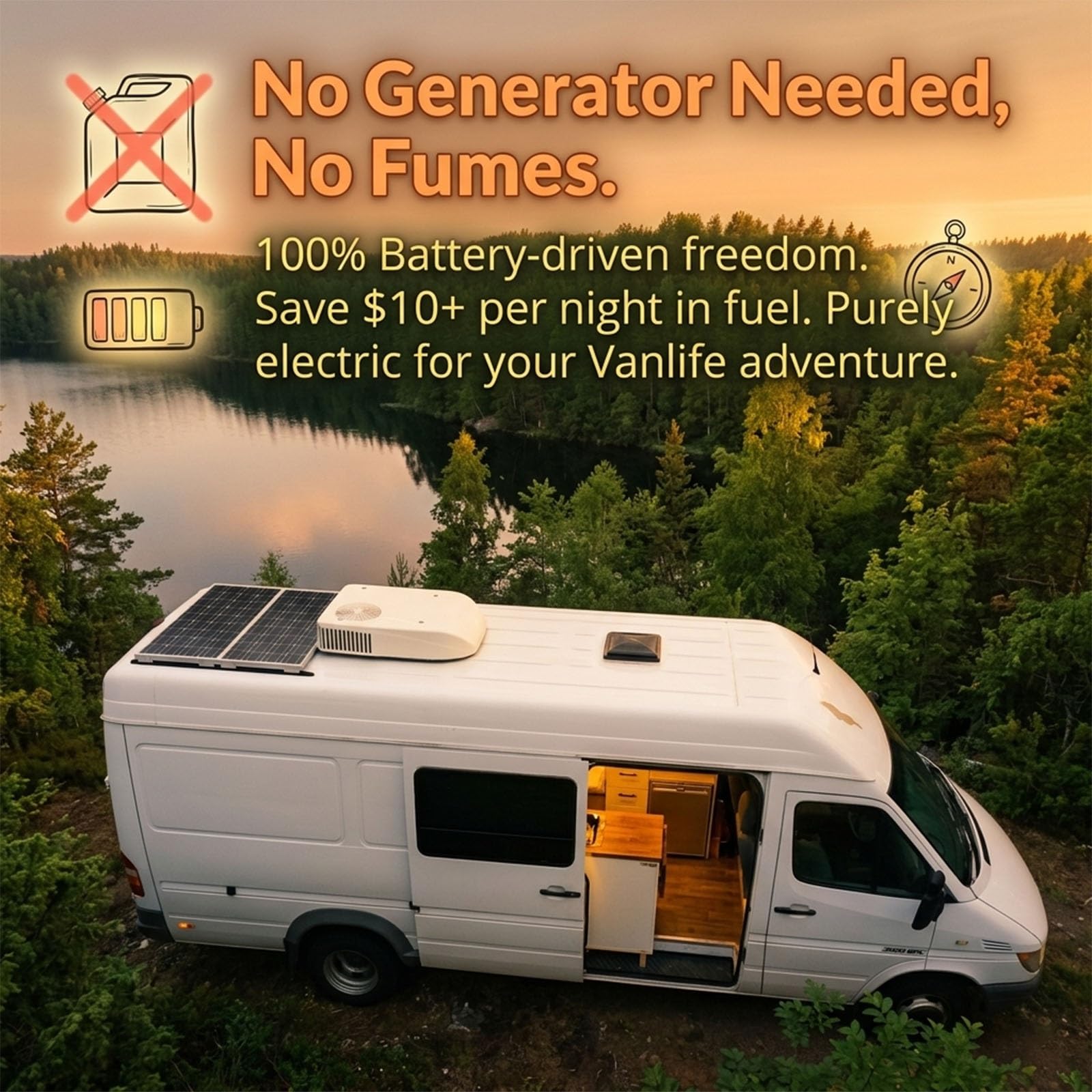 DC 12 Volt 24 Volt Climatizzatore per Camper da Tetto 1800W Raffreddamento Inverter Stazionario con Protezione Batteria per Notte Camion Roulotte Camper(Rotor Type,24V)
