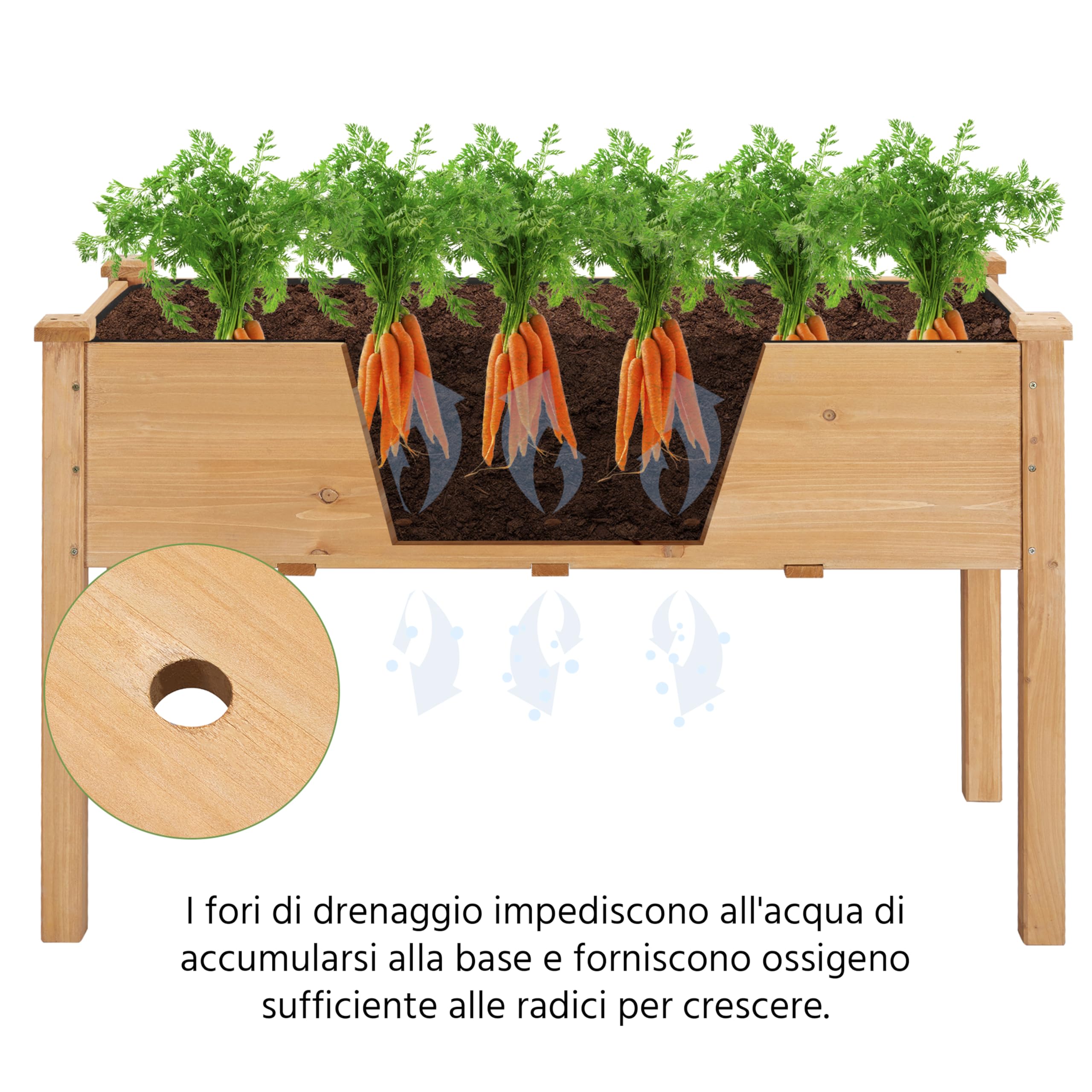 Yaheetech Fioriera/Aiuola Rialzata per Verdure Frutta Erbe Piante, Lettino Orto Rialzato in Legno da Giardino Esterno Balcone 120,5 x 59 x 76 cm