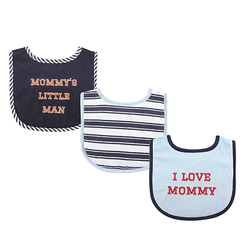 3 baberos con relleno de fibra de Luvable Friends, talla única , Boy Loves Mommy