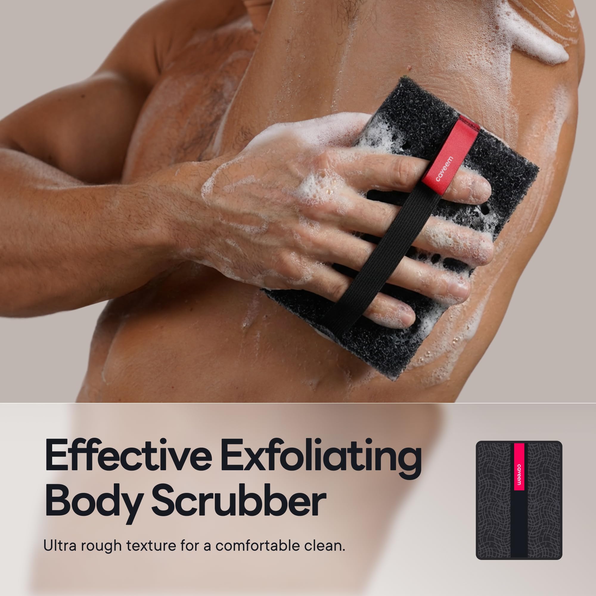 CAVEEM Esponja Exfoliante Corporal Doble Cara, Paquete de 2 Gris Oscuro
