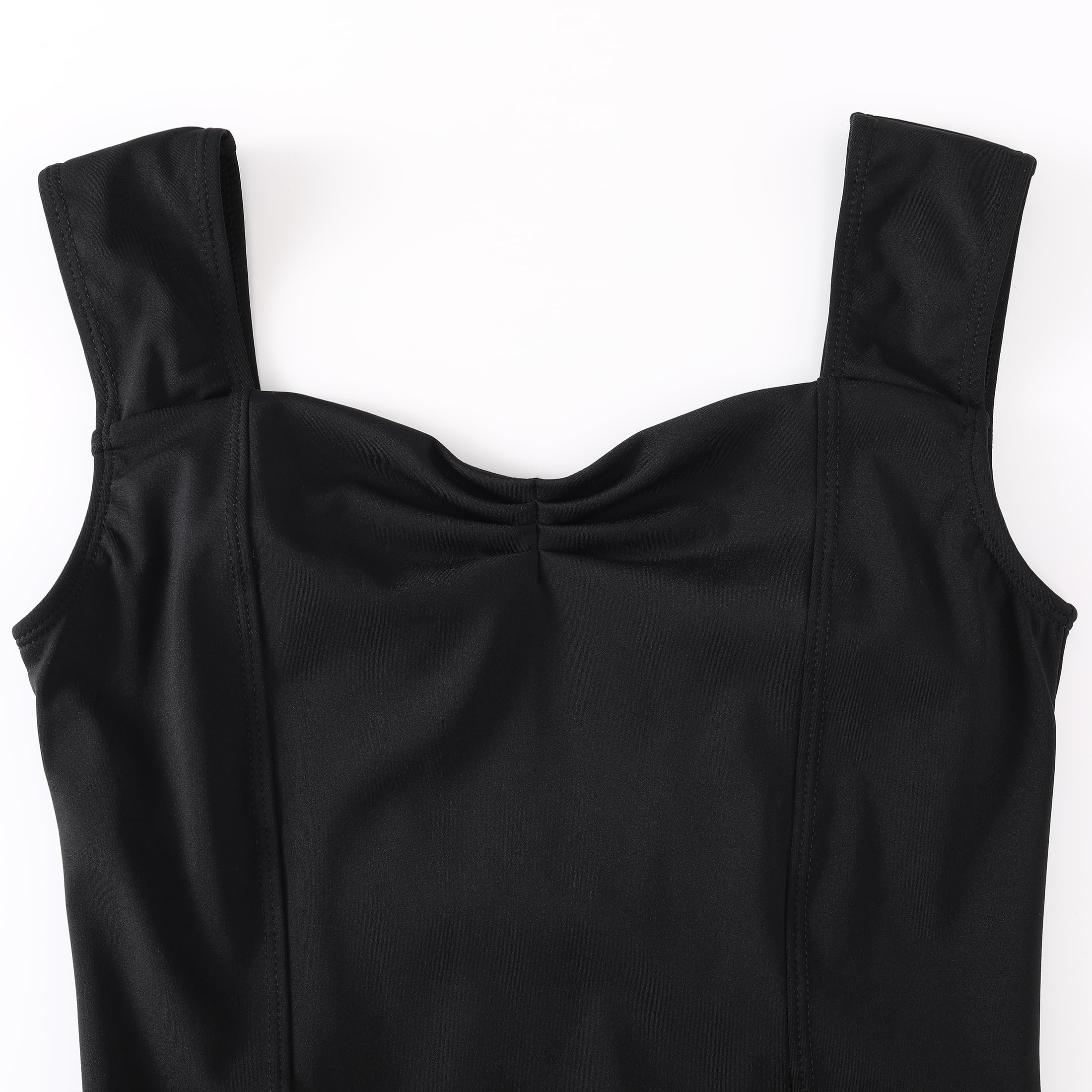 HROYL Mujer Maillot de Danza Leotardo con Tirantes Anchos Chaleco para Baile Gimnasia