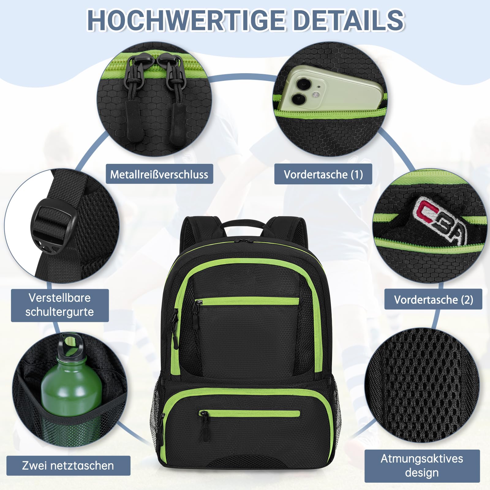 OUUTMEE Mochila deportiva para fútbol baloncesto voleibol resistente organizador pelotas zapatos gran capacidad