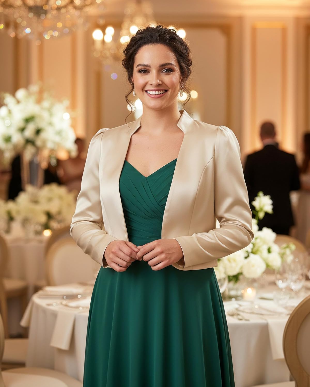 BlackButterfly Formal Satin Long Sleeve Bolero Shrug - Image 4