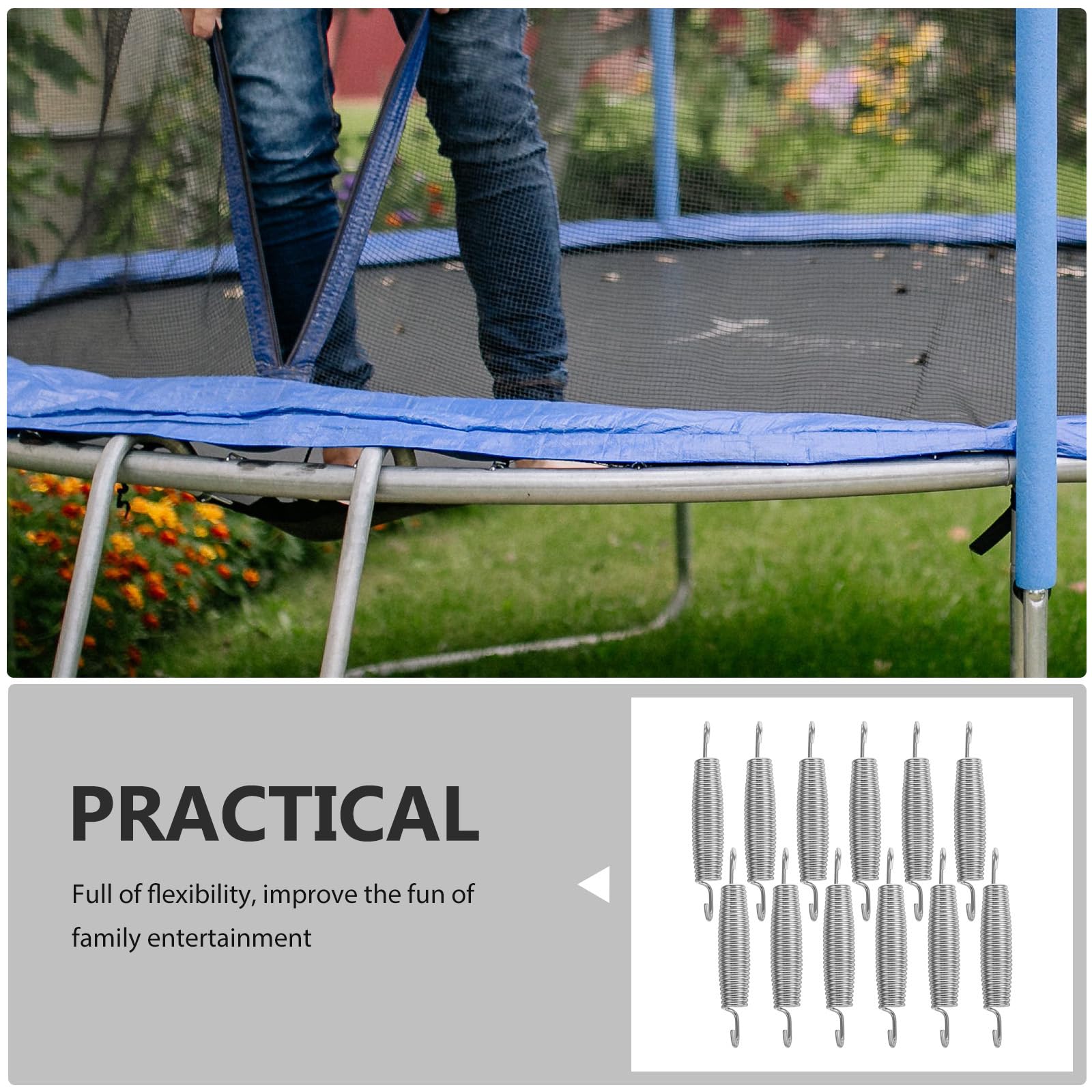 GLEAVI 12 Stück Ersatzfedern für Trampoline aus Stahl: Federn mit Doppelhakenstruktur für einfache Installation – kompatibel mit verschiedenen Trampolinen