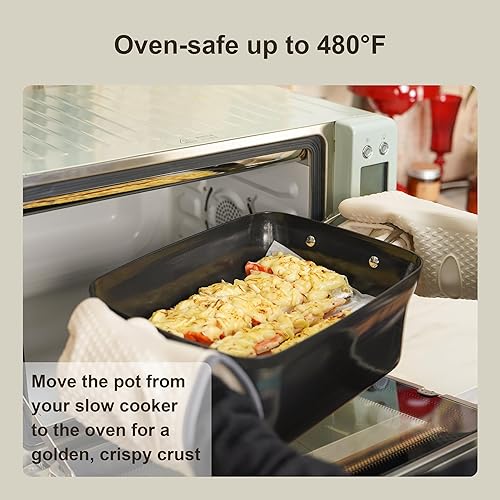 Miniatura 7 de Olla de cocción lenta de 7 cuartos de galón  Revestimiento de cerámica sin PFOA, apto para lavavajillas y horno hasta 450 F, perfecto para familias