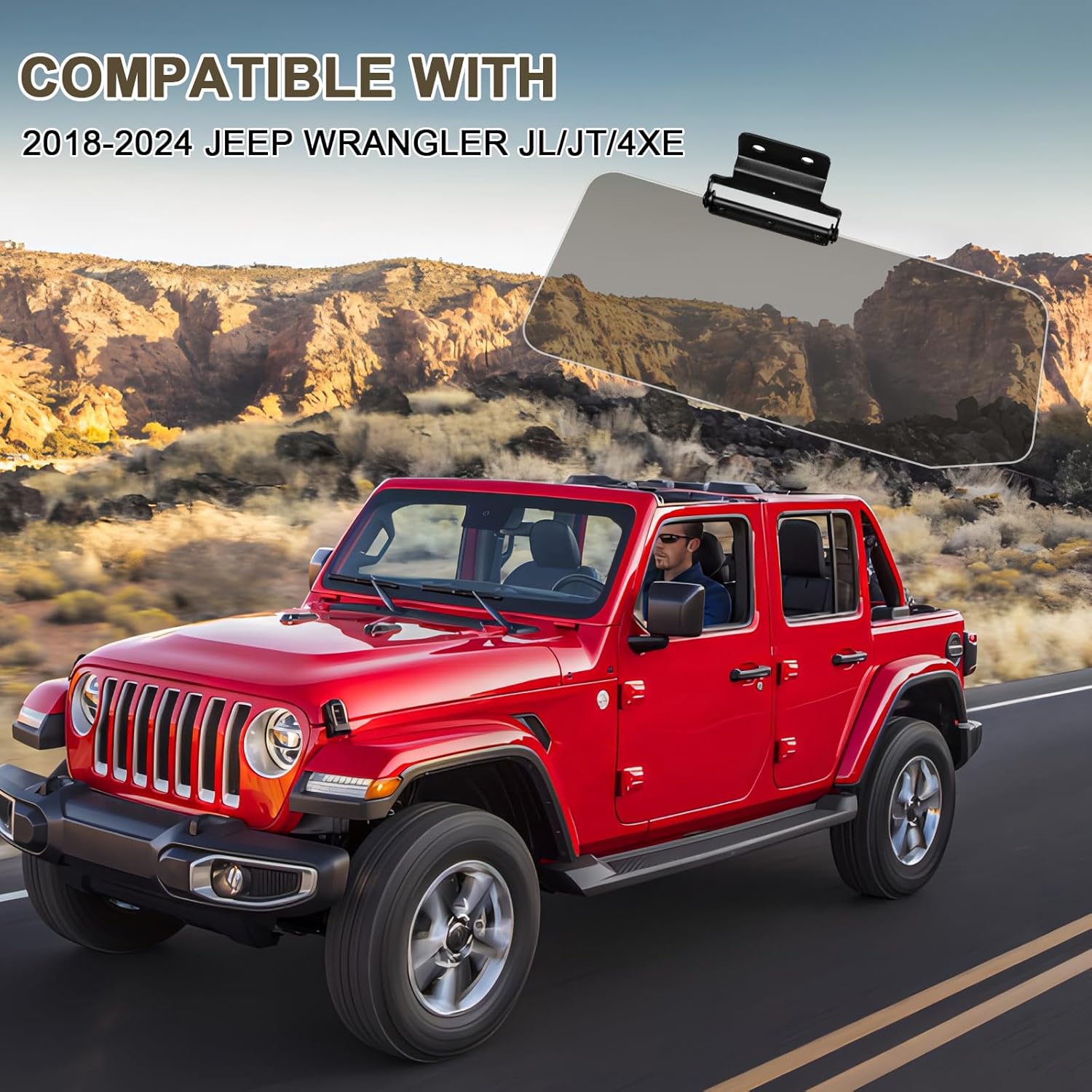 Polarized Sun Visor Extender for Jeep Wrangler JL 2018-2024 (2/4 Door) – UV400 Protect from Glare/UV Ray/Stray Light (L)