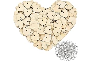 Bememo Heart Shaped Wooden Discs with Rings for Birthday Board Calendar DIY Crafts