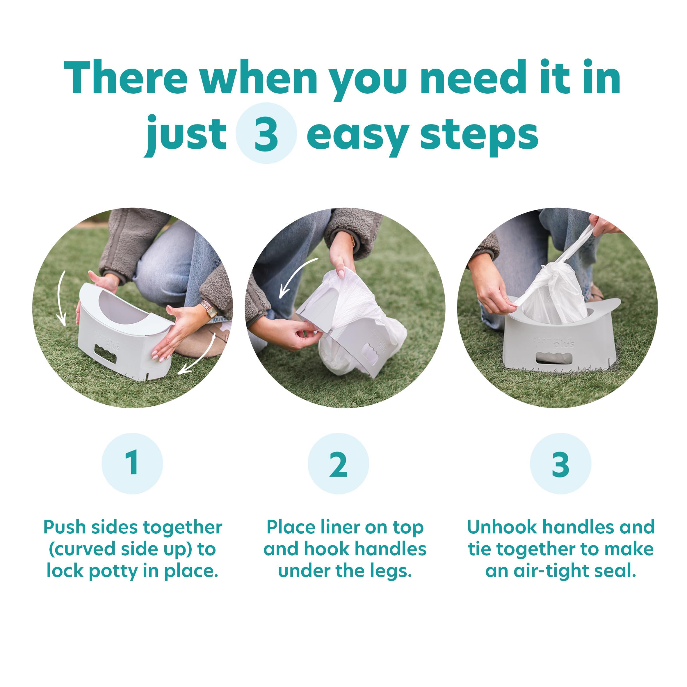 Potette® Fold ‘N’ Go Travel Potty - Compact Portable Potty for Toddlers & Kids, White - Image 3