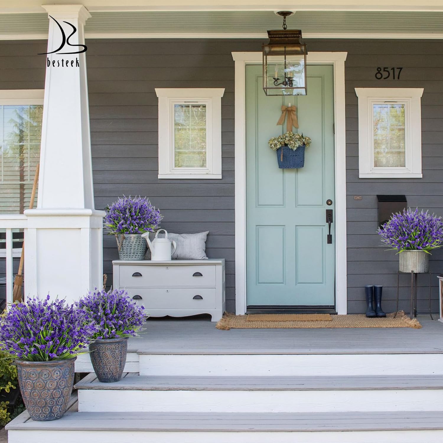 20 Bundles Artificial Lavender Flowers for Outdoors Fake Silk Flowers Faux Plants UV Resistant for Indoor Outside Spring Porch Garden Window Table Box Office Home Decorations, Deep Purple - Image 3