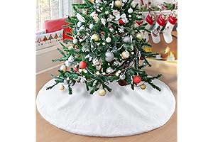 Large White Faux Fur Tree Skirt for Christmas, Measuring 48 Inches