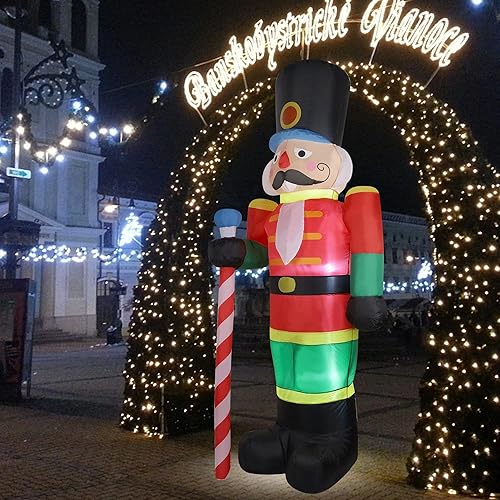 Miniatura 6 de yofit Soldado de cascanueces inflable de Navidad de 8 pies para decoración al aire libre, decoraciones inflables de Santa Soldado con luces LED para