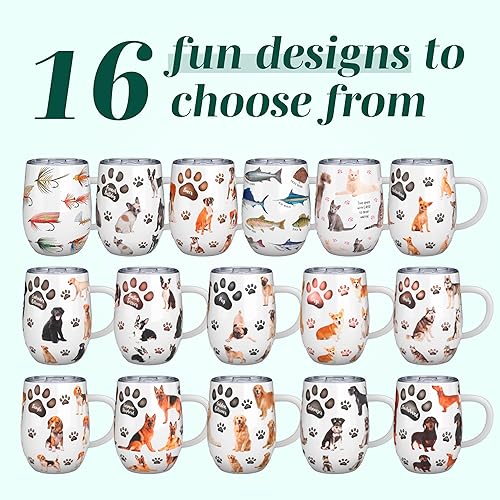 Miniatura 6 de Greenline Goods Vasos aislados con tapa de perro salchicha de 12 onzas, vasos de acero inoxidable para bebidas calientes y frías, elegante diseño de