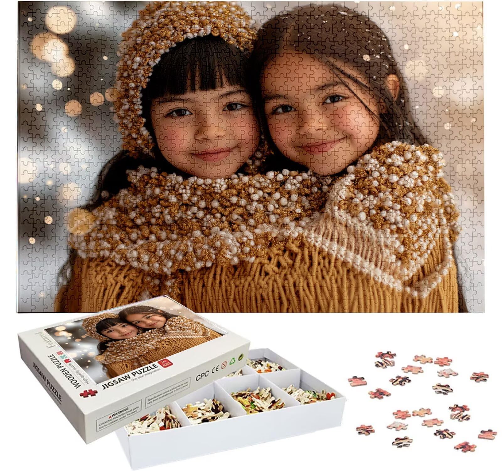 Puzzle Personalizado con Foto, Personalizada Rompecabezas Personalizado Diseña tu Logo Foto o Texto, Personalizado Navidad Halloween San Valentín Parejas Niños Familia Amigos h-2661