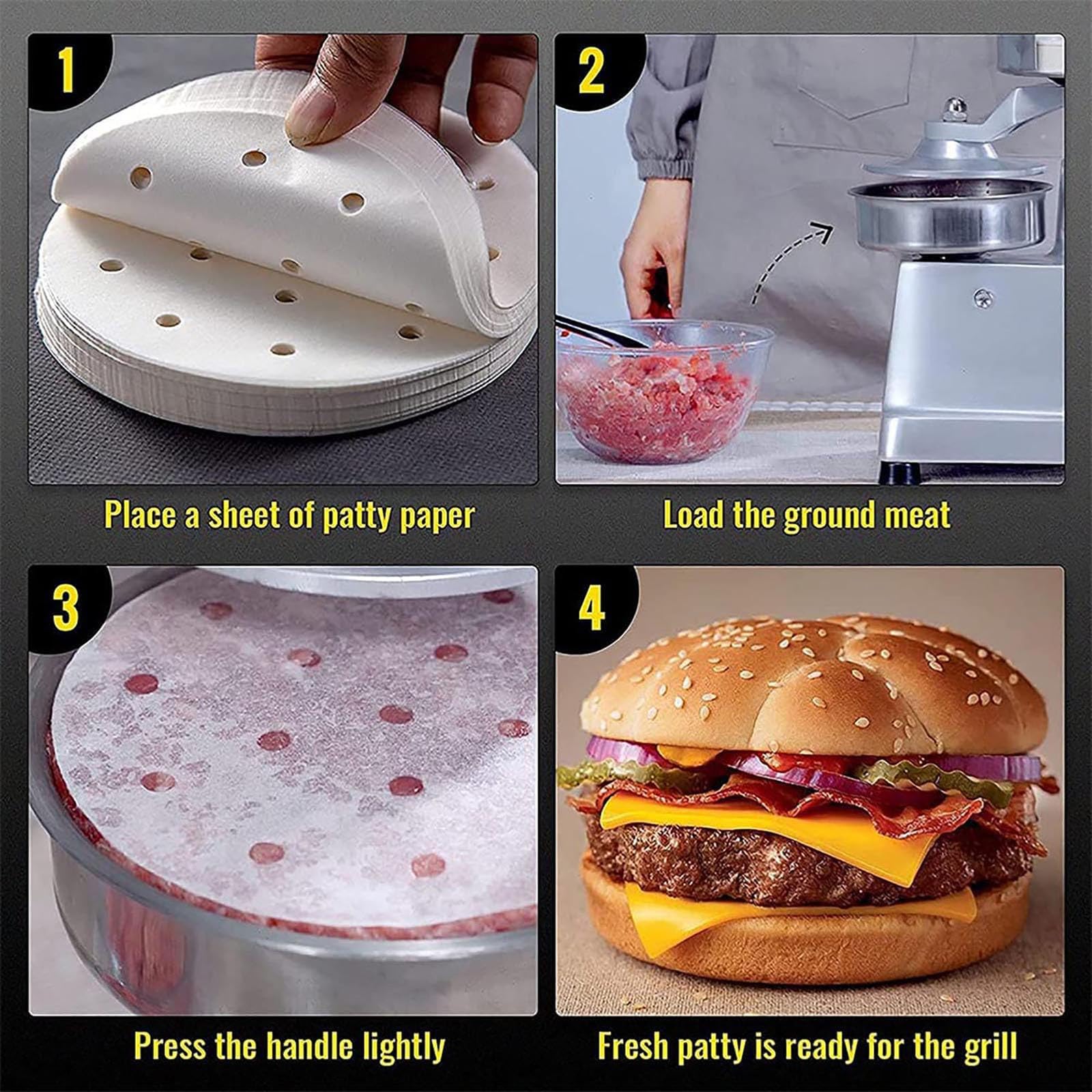 Robuste Hamburgerpresse, professionelle Edelstahl-Burger-Patty-Maker, manueller Fleisch-Pattyformer für gewerbliche Küche und Restaurant