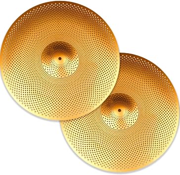 low volume hi-hat cymbal, 14 inch practice hi-hat cymbal pair, quiet hi-hat cymbal for beginners Gold