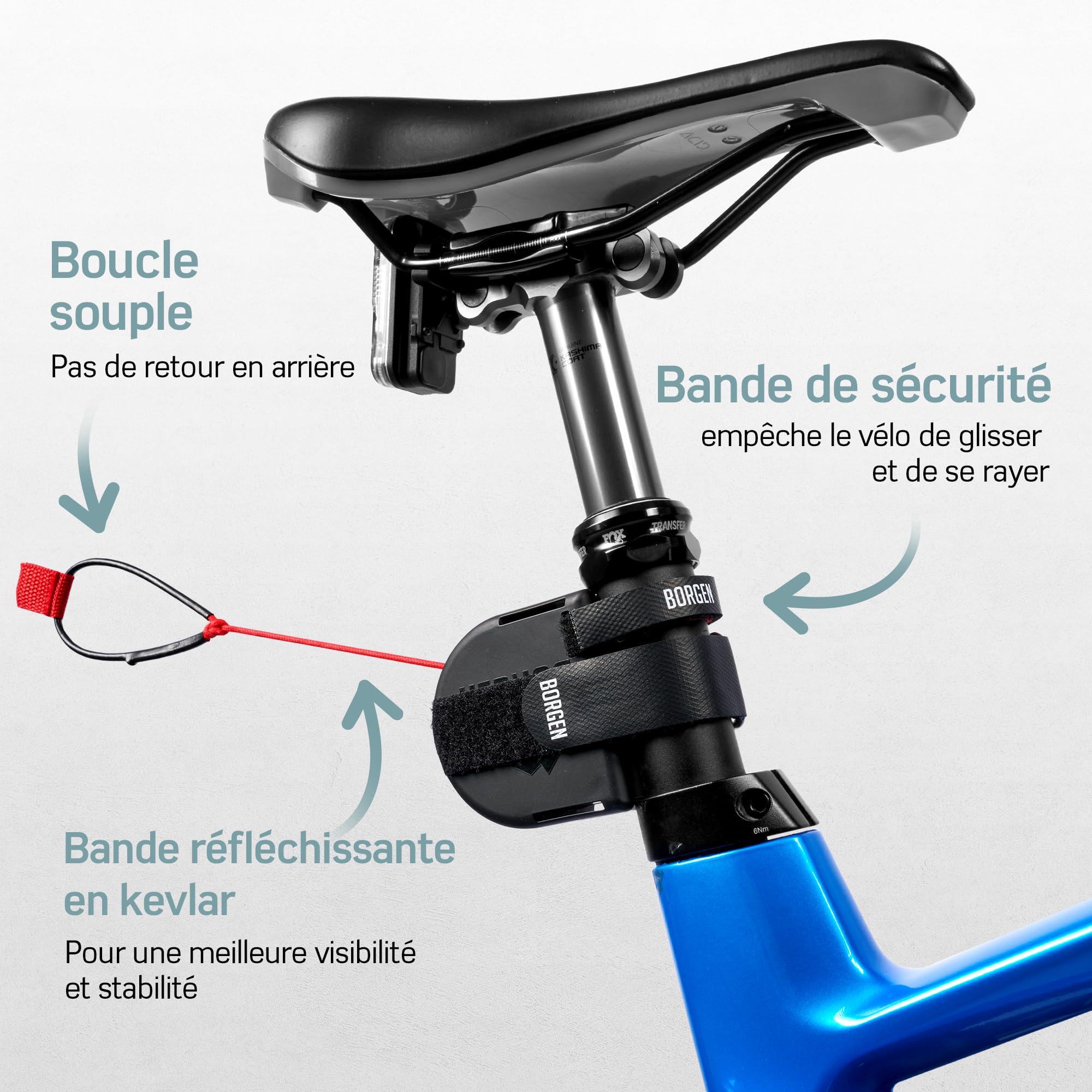Borgen Corde de remorquage vélo pour Enfants et Adultes, Accrochage et Décrochage Sécurisés et Faciles, adapté pour Woom, Charge jusqu'à 120 kg.